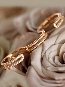 OHMMHO 1pc Fashionable Rose Gold Plated Women's Ring Embedded With Adjustable Ring Gift - Rose Gold - View 7