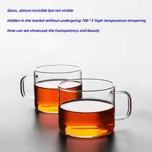 6pcs, High Borosilicate Thickened Glass Tea Cup Set Suitable For Home Tea Drinking, Outdoor, Tea House, Can Be Heated On An Electric Ceramic Stove Or Over An Open Flame, Transparent Mug, Teacup, With Handle Cup, Kung Fu Tea Set, Also Can Serve As Business Gift - Transparent - View 7
