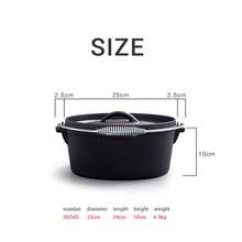 545克加厚無塗層鑄鐵炊具套裝,適用於室外燒烤、野營和燉煮,家居廚房工具 - 黑色 - 查看 2