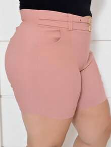 Plus Size Shorts - 淺粉色 - 查看 2