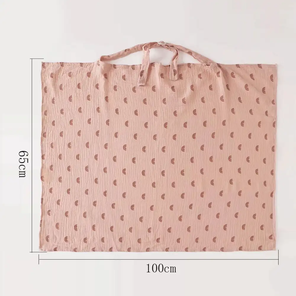 平紋細布雙層紗布哺乳圍裙披肩汽車座椅套中性色平紋細布質哺乳罩適合嬰兒哺乳和吸奶 - Heart Bear - 查看 7