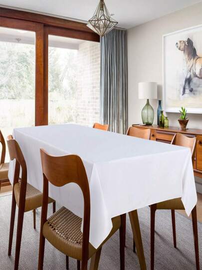 1塊防污、防皺、可洗實色聚酯桌布,適用於餐飲,婚禮,宴會,派對裝飾（白色）