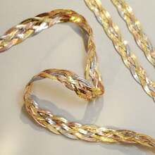 1 pieza Collar trenzado de cadena de plata de ley 925 brillante, cadena trenzada de 8 mm de ancho, adecuado para uso diario y de fiesta de mujeres, regalo de aniversario