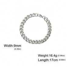 1 Miếng Không giới tính 3~10mm Rộng Thép không gỉ Chuỗi vòng tay , Hip Hop Cô gái Goth hiện đại Phụ kiện trang sức , Sinh nhật/ Liên hoan Qủa tặng Cho bạn trai Hoặc Bạn gái - Bạc - Xem 17