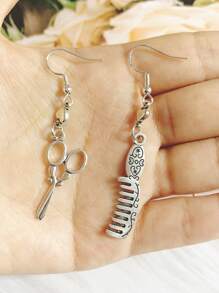 復古剪髮器懸掛式耳環哥特式有趣的耳飾,適用於理髮師首飾禮物 - 銀色 - 查看 4