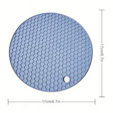 Round Silicone Heat Insulation Pad, Double-Sided Honeycomb Silicone Table Mat, Bowl Mat, High-Temperature Resistant - Blue - View 2