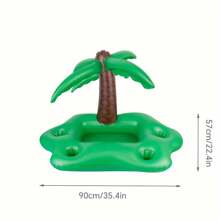 1個可充氣的椰樹形狀飲品托盤,適用於泳池派對,pvc浮動飲品架 - 綠色 - 查看 3