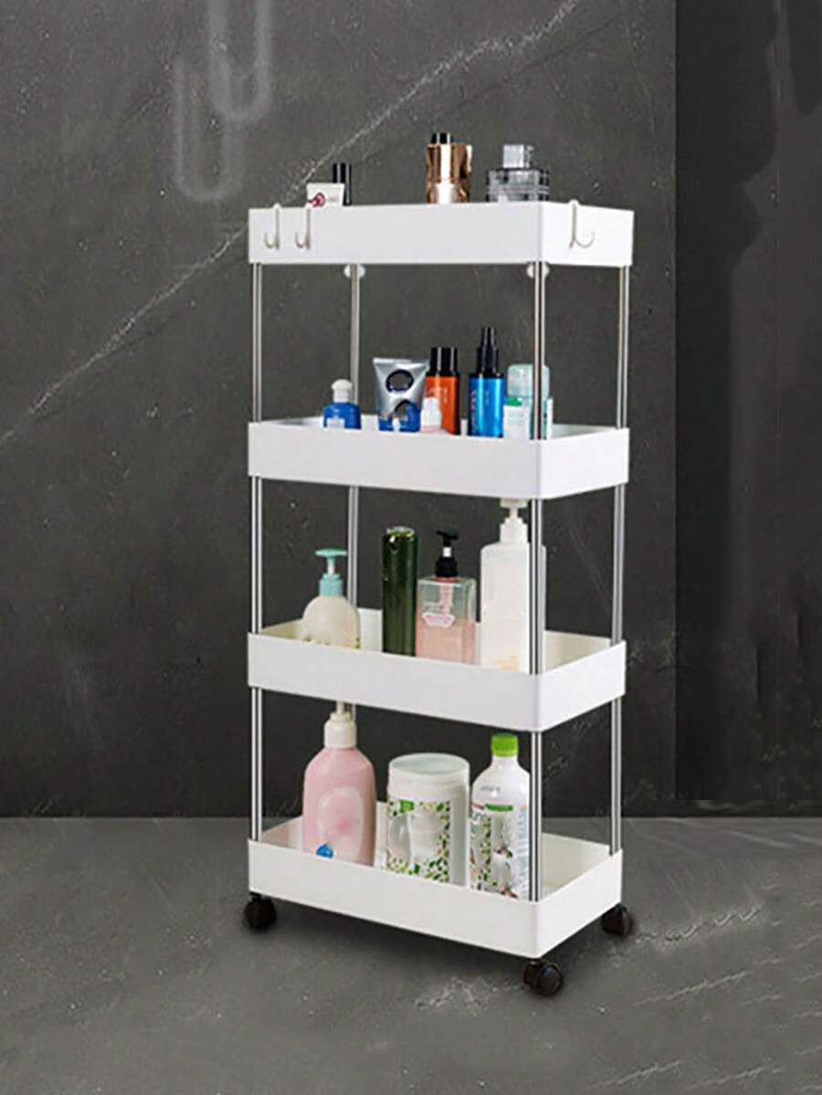 1個帶輪的4層活動立式儲物架,適用於廚房、家居、客廳組織車架置物架 - 彩色 - 查看 1