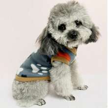 1 件豹紋寵物毛絨毛衣秋冬狗狗保暖衣服 - 灰色 - 查看 4