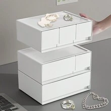 1 件模組化多層可堆疊儲物盒,適用於化妝品、辦公桌抽屜整理和珠寶存放 - 疊加收納盒 - 查看 4