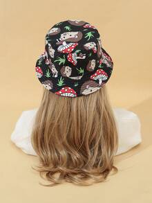 1pc Fashion Printed Unisex Reversible Outdoor Sun Hat, Windproof For Mountaineering, Fishing And Leisure - Multicolor - View 2