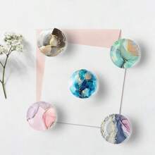 12PCS, Round Crystal Glass Refrigerator Magnets, Marble Textured Crystal Magnets For Craft Decorations For Kitchens, Office Whiteboards, Cabinets And Dishwashers - Marble Texture Series - View 6