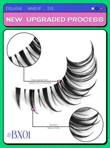 GROINNEYA Cat Eye Eyelashes 5 Pairs Clear Band False Eyelashes Fox Eye Lashes Faux Mink Lashes Natural Look Eyelashes Lash Extension Makeup (BX01) Strip Lashes,Lashes,Eyelashes,Fake Lashes - Black - View 6