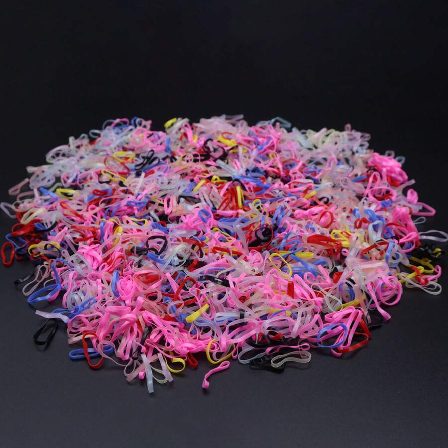 500入組多色一次性發帶和不傷髮的彈性髮帶,適用於厚髮束髮器 - 彩色 - 查看 1