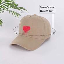 1pc Valentine'S Day Romantic Casual Baseball Cap With Hard Top, Heart Print, Fashionable Outdoor Travel Sports Hat - Khaki - View 4