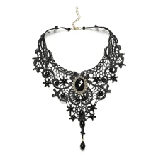 1 Miếng Ren Dây chuyền Cổ áo giả , Linh hoạt Vòng cổ choker Đối với phụ nữ - màu đen - Xem 4