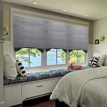 LUCKUP Pleated Fabric Blind Light Filtering Shade Instant Stick On Blinds For Window Privacy Protection, Quick Fix And Easy To Install - Grey - View 5