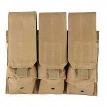 1pc Hunting Ammunition Bag  Fan Tactical Multi-Function Triple Magazine Bag Tactical Vest Accessory Bag - Khaki - View 1