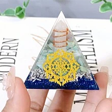 1pc 5cm Orgone Pyramid For Positive Energy And Mix Material Crystal, With Protection From Crystals Energy Generator For Stress Reduce Healing Meditation And Wealth Attraction For Home Decoration - Multicolor - View 4