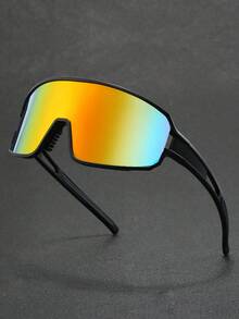 1pc Men's Multicolor Geometric Design Outdoor Sports Cycling Fashion Glasses - Multicolor - View 5
