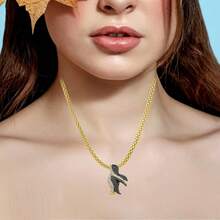 1pc Cute Multicolor Rhinestone Shiny Penguin Fashion Luxury Creative Crystal Necklace For Women Girl Cute Children Cartoon Animal Jewelry - Penguin - View 3