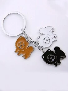 1pc Metal Cute 3 Color Mixed Color Chow Chow Bag Charm Pet Keychain Gift I Love Dog Pendant Car Keyring Gift - Multicolor - View 2