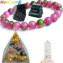 AierCrystal 天然黑色碧玺砾石原矿石不对称水晶矿物岩石标本装饰收藏消除磁性最佳礼物 - 黑色 - 查看 6