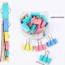 1pc 41mm Colorful Tail Clip With Box For Office Document Paper Clamp (Approximately 24pcs/Box) - Multicolor - View 5