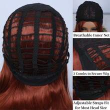 女性bob卷短髮假髮,12吋彩色cosplay性感假髮,合成纖維自然假髮,中分補髮,適用於日常和派對使用 - 銅色 - 查看 5