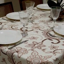 Toalha de Mesa Retangular 6 Lugares Linhão Estampado 2,20m X 1,40m Sala/Jantar - Girassol Marrom - Marrom - Visão 2