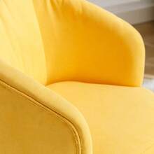 Practical Linen Barrel Chair With Metal Frame And Swivel Base For Living Room And Bedroom - 黃色 - 查看 5