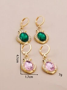 1pair European And American Fashionable Design Elliptical Water Drop Shape Rhinestone Dangle Earrings, Small Luxury, Sparkly And High-End Personalized Ear Jewelry - A Pair Of Earrings - View 4