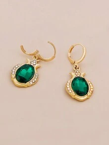 1pair European And American Fashionable Design Elliptical Water Drop Shape Rhinestone Dangle Earrings, Small Luxury, Sparkly And High-End Personalized Ear Jewelry - A Pair Of Earrings - View 3