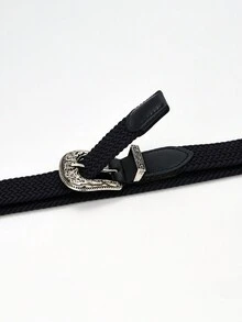 1pc Women's Fashionable & Versatile Square Buckle Elastic Braided Belt For Daily Wear - Multicolor - View 7