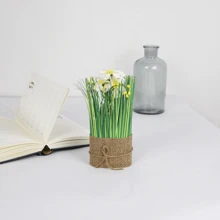 1pc Small Nordic Style Artificial Reeds & Sunflowers Potted Plant For Living Room Decor, Indoor Landscape Ornament - White - View 4