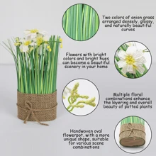 1pc Small Nordic Style Artificial Reeds & Sunflowers Potted Plant For Living Room Decor, Indoor Landscape Ornament - White - View 3