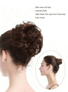Synthetische Perücken Donuts Braune Farbige Haarbänder Elastisches Haar Seil Gummibänder Haarverlängerungen Haaraccessoires - Dark Brown - Übersicht 7