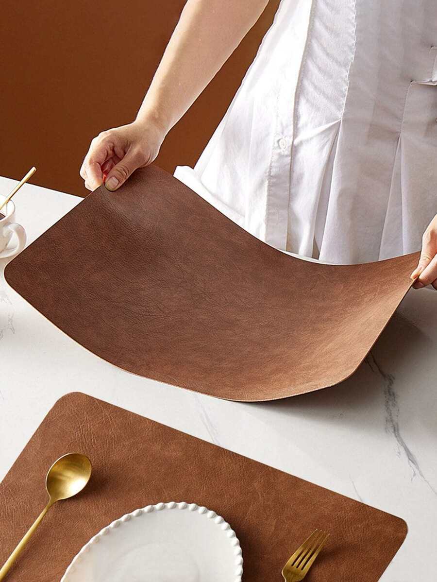 1 cái/4 cái Miếng lót đĩa bằng da hai mặt, Miếng lót bàn chống thấm nước và dầu, Tấm lót chịu nhiệt, Miếng lót ly trang trí bàn sáng tạo, Thích hợp cho gia đình, Trang trí phòng khách