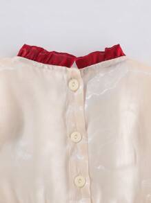 Peninsula Baby Baby Girl Bowknot Decorated Flare Sleeve Dress - Apricot - View 5