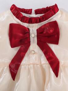 Peninsula Baby Baby Girl Bowknot Decorated Flare Sleeve Dress - Apricot - View 8