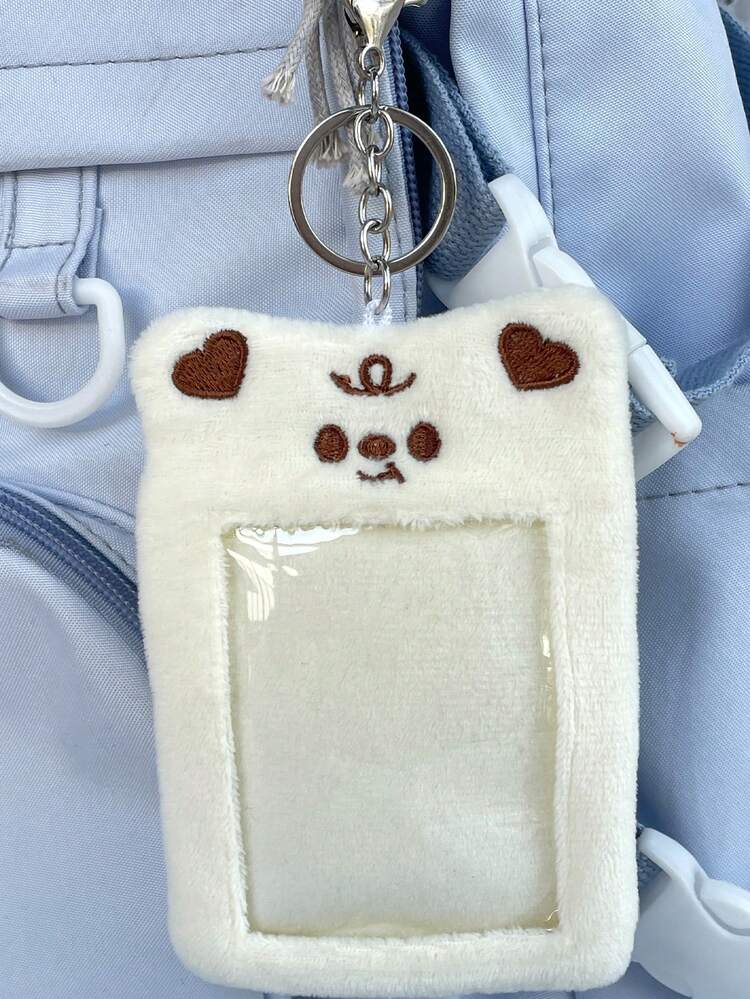 小熊粉兔絨毛卡套,簡單可愛,多用途,適合攜帶學生餐卡、公車卡、展示掛件卡包等用途 - 白色 - 查看 5
