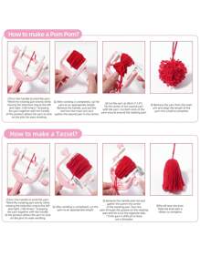 Fabricantes De Borlas, Pompón Rosa De Plástico Y Máquina Rodante De Borlas, Herramienta De Bricolaje, Herramienta De Borlas Hecha A Mano Para Amantes Hechos A Mano - Rosa - Ver 4