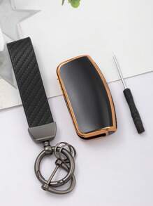 3-In-1 Tpu Car Key Case Protective Cover + Black Keychain With Screwdriver Suit For 3-Button Flip Key - Multicolor - View 3