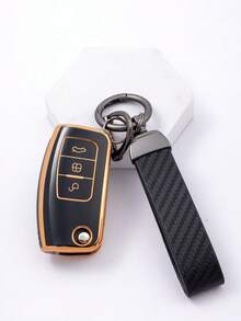 3-In-1 Tpu Car Key Case Protective Cover + Black Keychain With Screwdriver Suit For 3-Button Flip Key - Multicolor - View 5