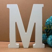 1 件 15 厘米大白色木质字母英文字母 DIY 个性化名字设计艺术工艺品独立式心形婚礼家居装饰最佳礼物