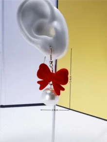 1套時尚耳環和項鍊套裝,百搭任何場合 - 酒紅色 - 查看 4