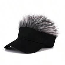 1pc Men's Plush Funny Wig Cap, Sun Protection Baseball Cap, Autumn And Winter Flat Cap, Landlord Cap Hat Cute - Multicolor - View 17