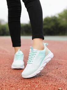 女性輕便時尚休閒運動鞋,透氣網面運動鞋,百搭風格 - 薄荷綠 - 查看 1