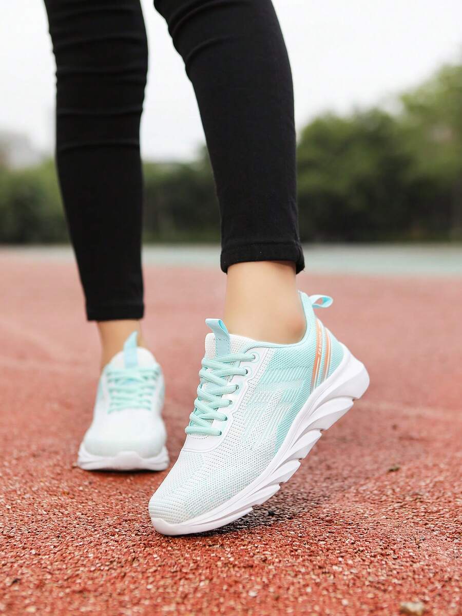 女性輕便時尚休閒運動鞋,透氣網面運動鞋,百搭風格 - 薄荷綠 - 查看 1