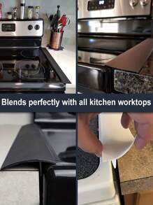 1 cái/2 cái/4 cái Nắp đậy khe hở bếp bằng silicon, Miếng đệm khe hở mặt bàn bếp, Miếng đệm khe hở bếp chịu nhiệt, Miếng đệm khe hở giữa máy giặt và bếp cho thiết bị nhà bếp, Dễ vệ sinh, Có thể dùng với máy rửa chén, Lắp đặt đơn giản - đen - Xem 5